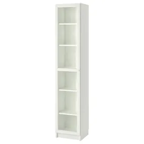 IKEA BILLY БИЛЛИ / OXBERG ОКСБЕРГ, шкаф книжный со стеклянной дверью, белый / стекло, 40x42x202 см 393.988.34 фото