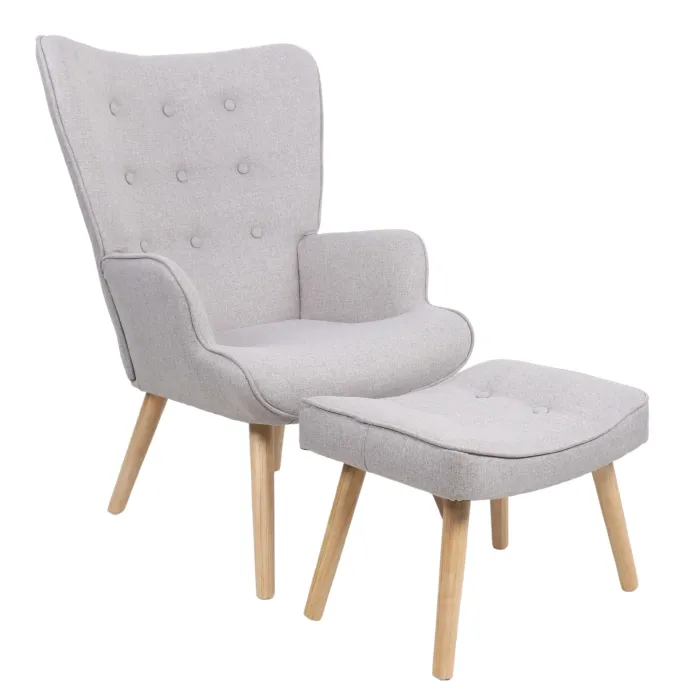 Кресло мягкое с подставкой для ног MEBEL ELITE LOZANO 2 Velvet, ткань: серый фото №1