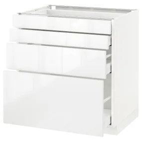IKEA METOD МЕТОД / MAXIMERA МАКСИМЕРА, напольн шкаф 4 фронт панели / 4 ящика, белый / Рингхульт белый, 80x60 см 290.499.73 фото
