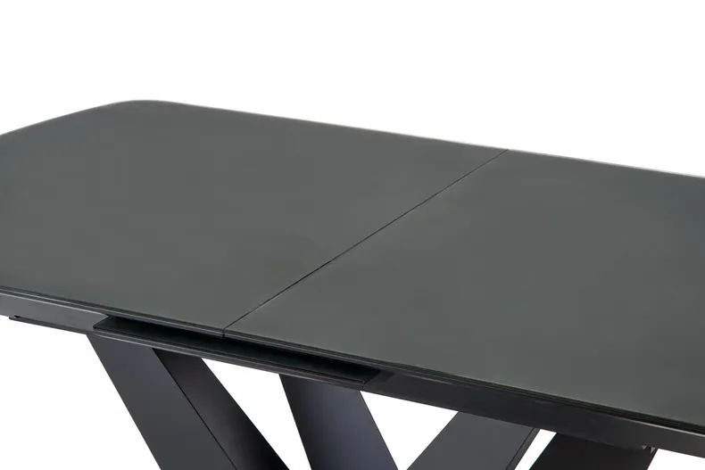Обеденный стол раскладной HALMAR PATRIZIO 160-200x90 см, столешница - темный ясен, ножка - черный фото №5