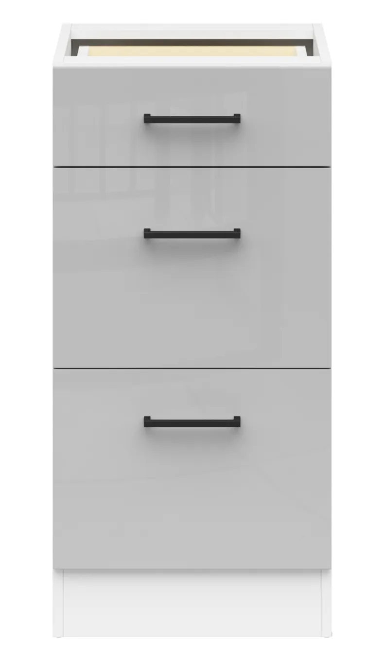 BRW Кухонный базовый шкаф Junona Line 40 см с ящиками светло-серый глянец, светло-серый глянец D3S/40/82_BBL-BI/JSZP фото №1