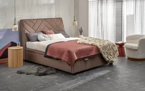 Ліжко двоспальне HALMAR CONTINENTAL 1 Velvet 160х200 см - оббивка бежева фото