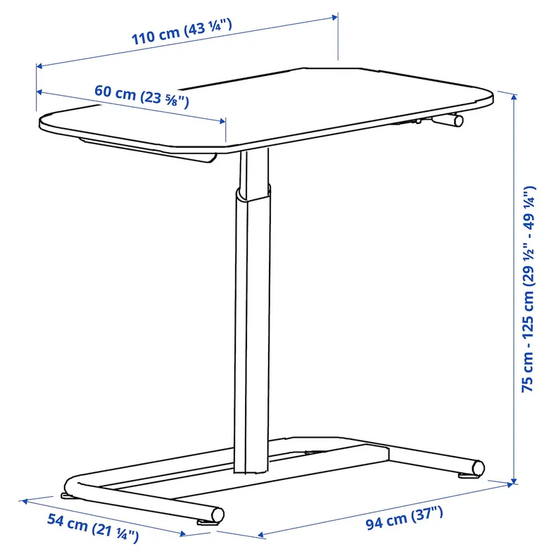 IKEA SEGRARE СЕГРАРЕ, стіл регульований, темно-сірий, 110x60 см 405.347.03 фото №7