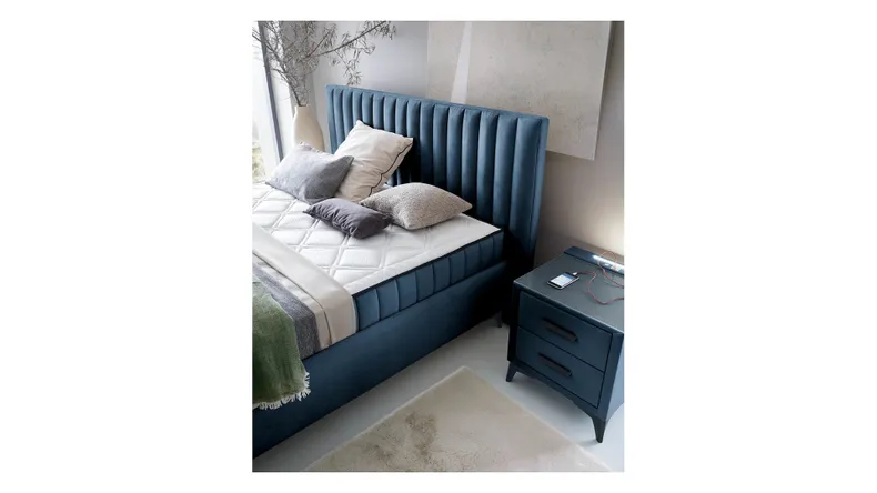 BRW Ліжко двоспальне з 2 матрацами та підйомним механізмом BRW JOY, 160x200 см, тканина: синій LO_KT-JOY-160X200-G2-ELEMENT_13 фото №4