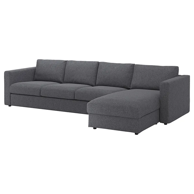 IKEA VIMLE ВИМЛЕ, 4-местный диван с козеткой, Окрашенный в средне-серый цвет 193.994.86 фото №1