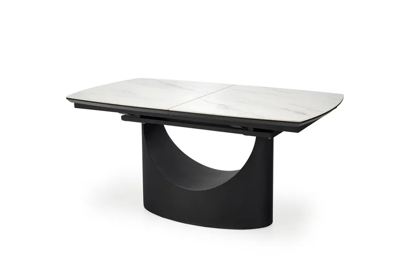 Кухонний стіл HALMAR OSMAN 160-220x90 см, білий мармур / чорний фото №1