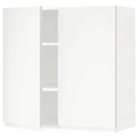 IKEA METOD МЕТОД, навесной шкаф с полками / 2дверцы, белый / Воксторп матовый белый, 80x80 см 894.666.13 фото