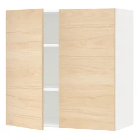 IKEA METOD МЕТОД, навісна шафа з полицями / 2 дверцят, білий / АСКЕРСУНД під світлий ясен, 80x80 см 494.576.20 фото