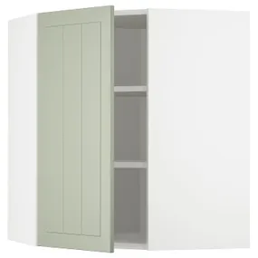 IKEA METOD МЕТОД, угловой навесной шкаф с полками, белый / светло-зеленый, 68x80 см 094.865.68 фото