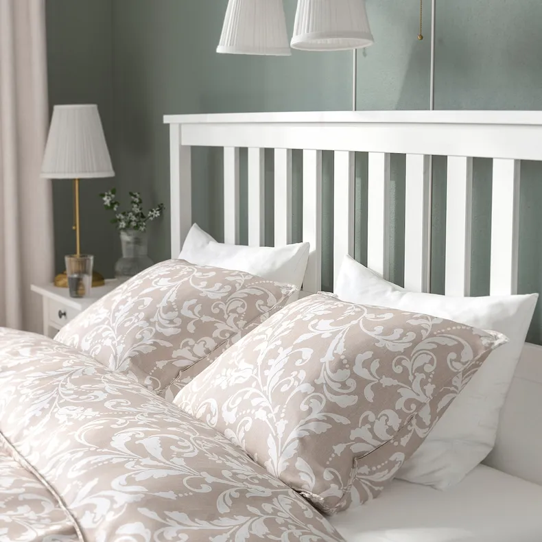 IKEA HEMNES ХЕМНЕС, каркас ліжка з матрацом, біла морилка / ВАЛЕВОГ жорсткий, 160x200 см 295.368.12 фото №8