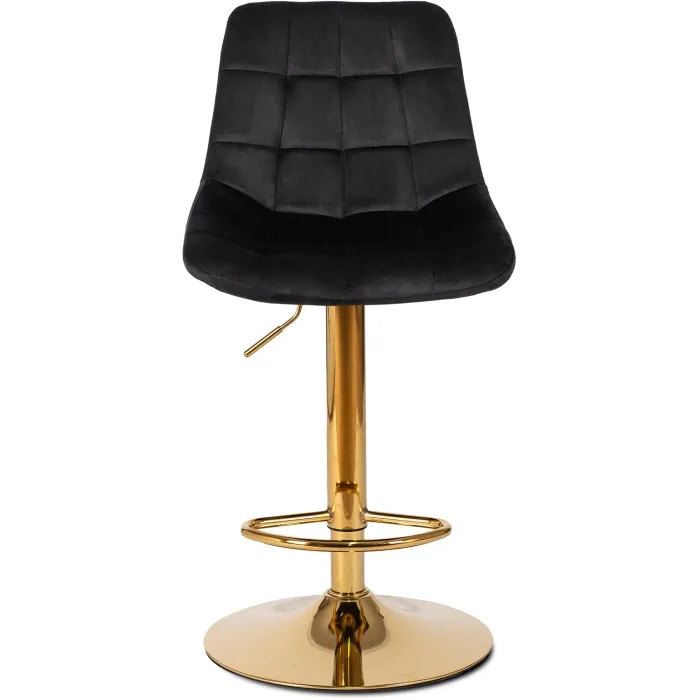 Барный стул бархатный MEBEL ELITE ARCOS Velvet, черный/золотой фото №7