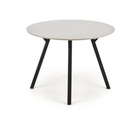Круглый стол кухонный HALMAR BALROG 100x100 см, каркас - черный, столешница - светло-серая фото