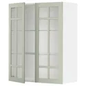 IKEA METOD МЕТОД, навесной шкаф / полки / 2стеклян двери, белый / светло-зеленый, 80x100 см 594.871.41 фото thumb №1