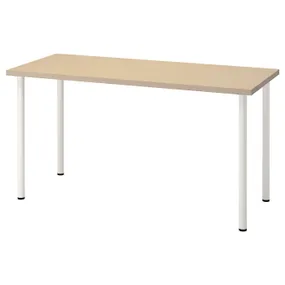 IKEA MÅLSKYTT МОЛСКЮТТ / ADILS АДИЛЬС, письменный стол, берёза / белый, 140x60 см 294.177.48 фото