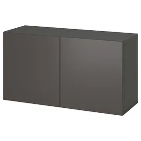 IKEA BESTÅ БЕСТО, секція полиць із дверцятами, темно-сірий / ЛАППВІКЕН темно-сірий, 120x42x64 см 895.357.77 фото