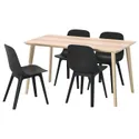IKEA LISABO ЛІСАБО / ODGER ОДГЕР, стіл+4 стільці, шпон ясена / антрацит, 140x78 см 593.050.42 фото thumb №1