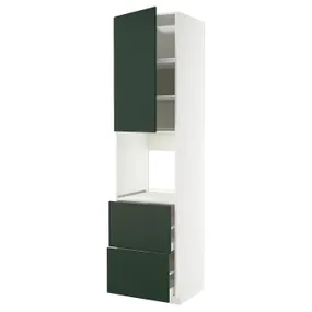IKEA METOD МЕТОД / MAXIMERA МАКСИМЕРА, высокий шкаф д/духовки+дверь/2ящика, белый/Гавсторп темно-зеленый, 60x60x240 см 495.570.59 фото