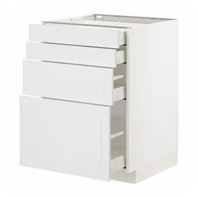 IKEA METOD МЕТОД / MAXIMERA МАКСИМЕРА, напольный шкаф 4 фасада / 4 ящика, белый / Стенсунд белый, 60x60 см 194.095.03 фото