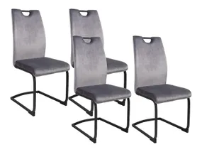 BRW Комплект бархатных стульев 4 шт BRW ERIZ Velvet, темно-серый, темно-серый DUBLIN_DARK_GREY_40 фото