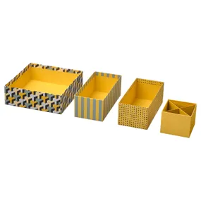 IKEA LYSMASK ЛЮСМАСК, набір коробок, 4 шт, з малюнком/різнобарвний 105.232.92 фото