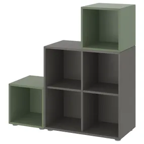 IKEA EKET ЭКЕТ, комбинация шкафов с ножками, темно-серый / зеленый, 105x35x107 см 995.218.45 фото
