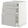 IKEA METOD МЕТОД / MAXIMERA МАКСИМЕРА, напольный шкаф с выдвиж панелью / 3ящ, белый / светло-серый, 60x60 см 594.337.04 фото