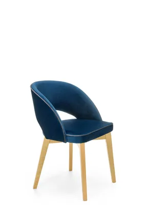 Кухонний стілець оксамитовий HALMAR MARINO Velvet,  темно-синій MONOLITH 77 / дуб медовий фото
