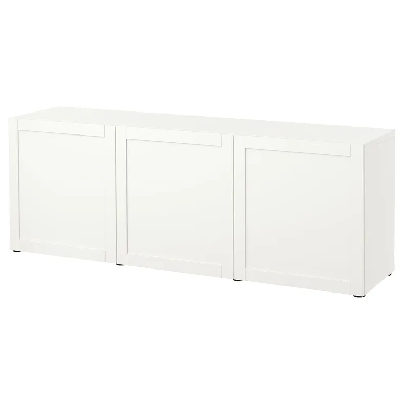 IKEA BESTÅ БЕСТО, комбинация для хранения с дверцами, белый / Ханвикен белый, 180x42x65 см 393.250.03 фото №1