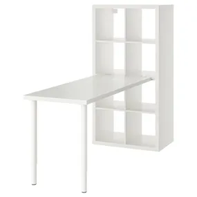IKEA KALLAX КАЛЛАКС / LAGKAPTEN ЛАГКАПТЕН, стол, комбинация, белый, 77x159x147 см 294.816.59 фото
