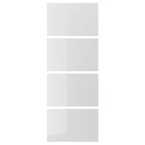 IKEA HOKKSUND ХОККСУНД, 4 панелі для рами розсувних дверцят, глянцевий світло-сірий, 75x201 см 303.823.47 фото