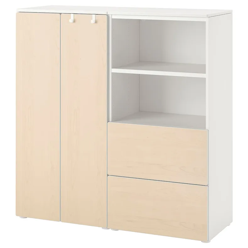 IKEA SMÅSTAD СМОСТАД / PLATSA ПЛАТСА, шафа, білий / береза, 120x42x123 см 294.289.16 фото №1