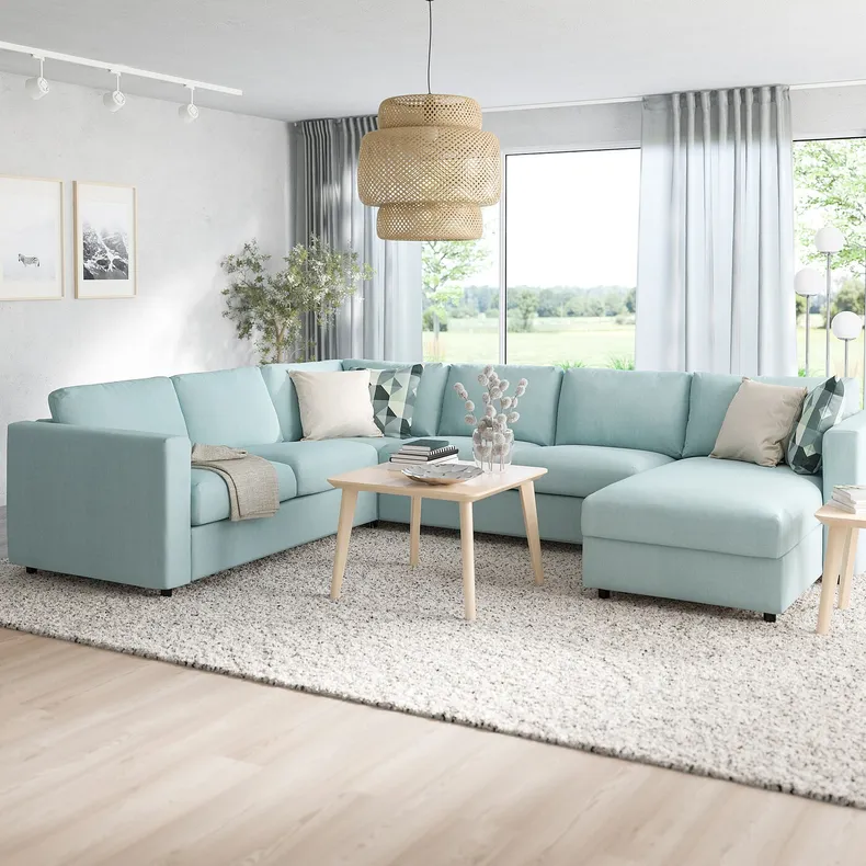 IKEA VIMLE ВІМЛЕ, кут диван-ліжко, 5-місн з кушеткою, Саксемара світло-блакитна 095.371.72 фото №3
