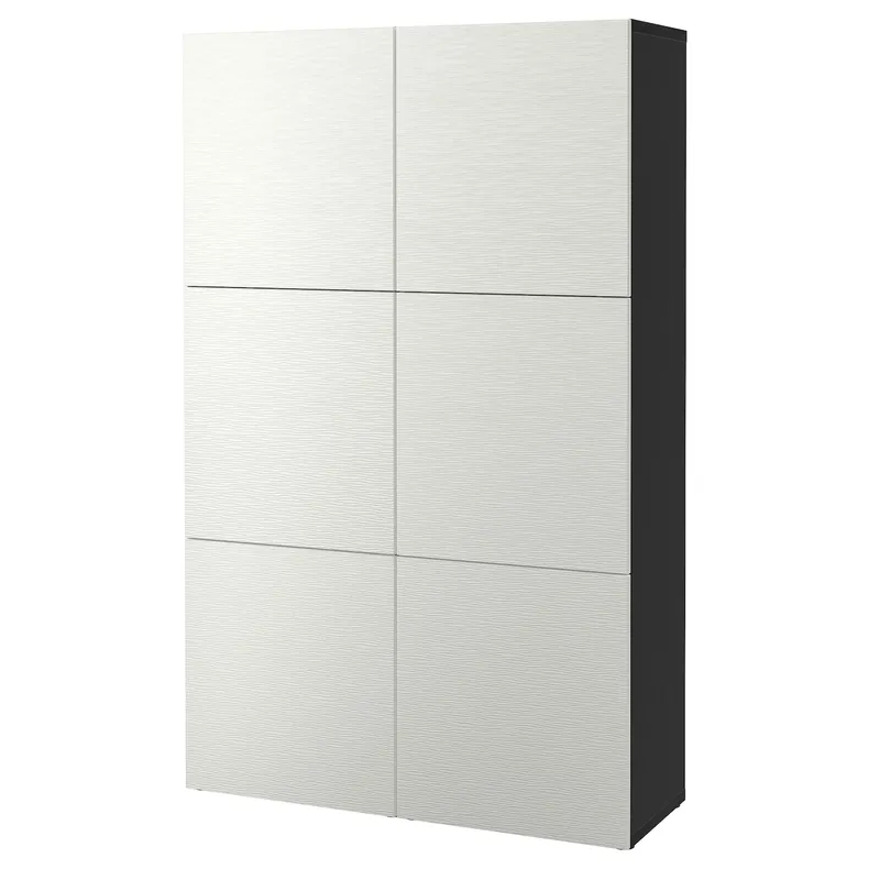 IKEA BESTÅ БЕСТО, комбинация для хранения с дверцами, черный / коричневый / Лаксвикен белый, 120x42x193 см 590.715.28 фото №1