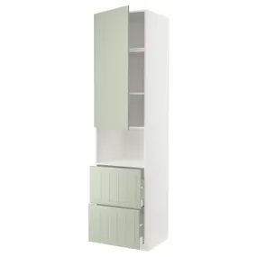 IKEA METOD МЕТОД / MAXIMERA МАКСИМЕРА, высокий шкаф д / СВЧ / дверца / 2ящика, белый / светло-зеленый, 60x60x240 см 594.865.61 фото