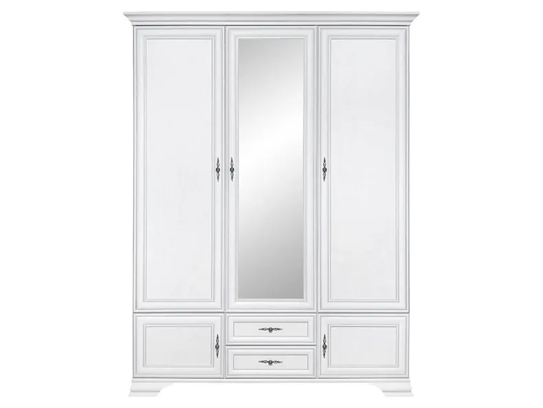 BRW Пятидверный шкаф Idento с зеркалом и ящиками 159 см белый, белый SZF5D2S-BI фото №1