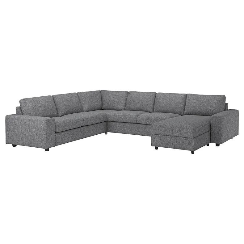 IKEA VIMLE ВІМЛЕ, чохол д/5-місн кут дивана з кушетк, з широкими підлокітниками/Lejde сіро-чорний 294.367.42 фото №2