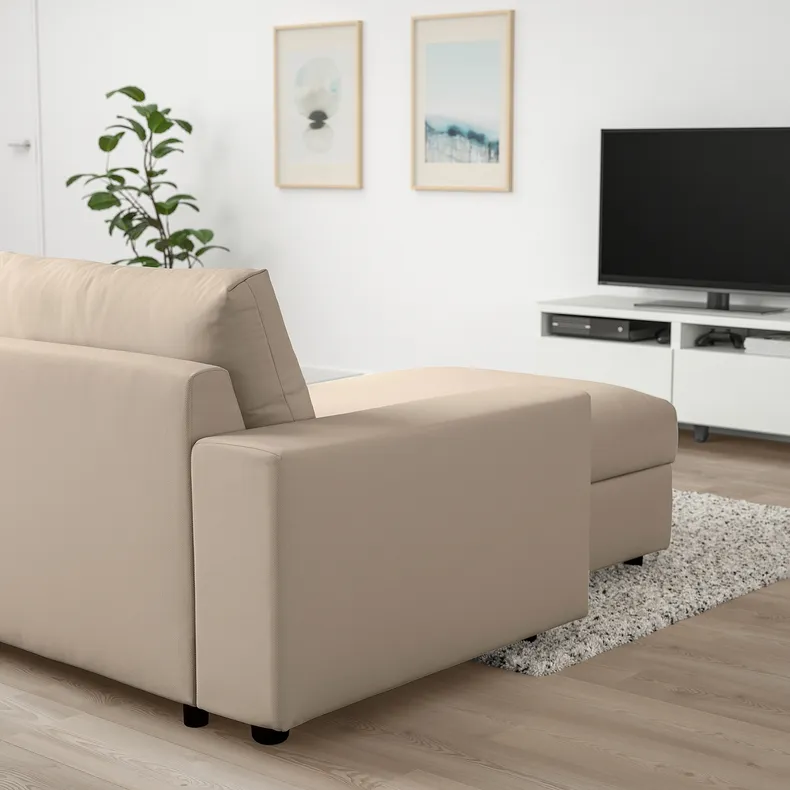 IKEA VIMLE ВИМЛЕ, 3-местный диван-кровать с козеткой, с широкими подлокотниками / Галларп бежевый 795.370.84 фото №5