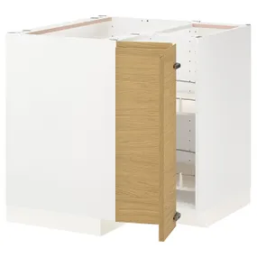 IKEA METOD МЕТОД, угловой напольн шкаф с вращающ секц, белый / Воксторп имит. дуб, 88x88 см 095.382.75 фото