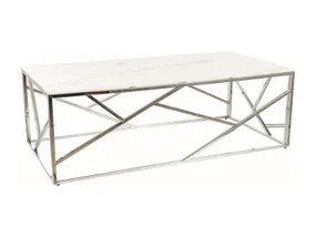 Журнальний столик SIGNAL ESCADA A II, білий мармур / срібло, 60x120 фото