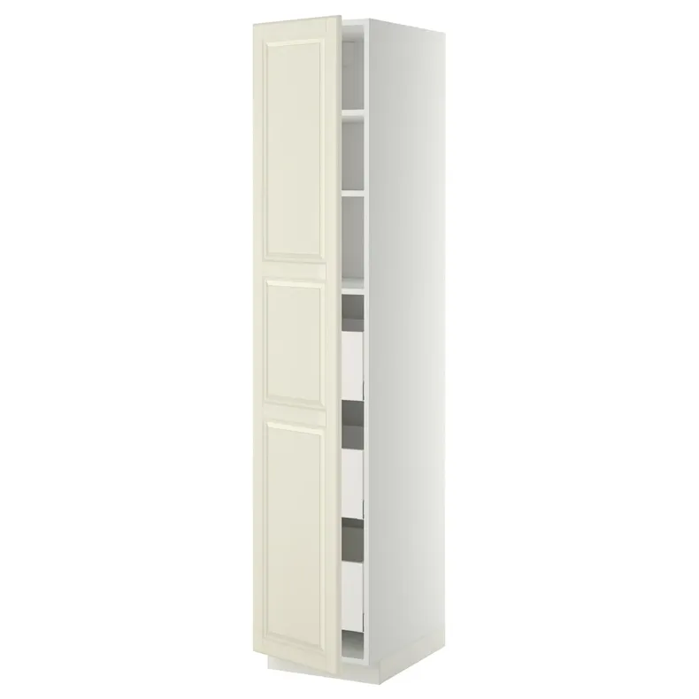 IKEA METOD МЕТОД / MAXIMERA МАКСИМЕРА, высокий шкаф с ящиками, белый / бодбинские сливки, 40x60x200 см 793.600.42 фото №1