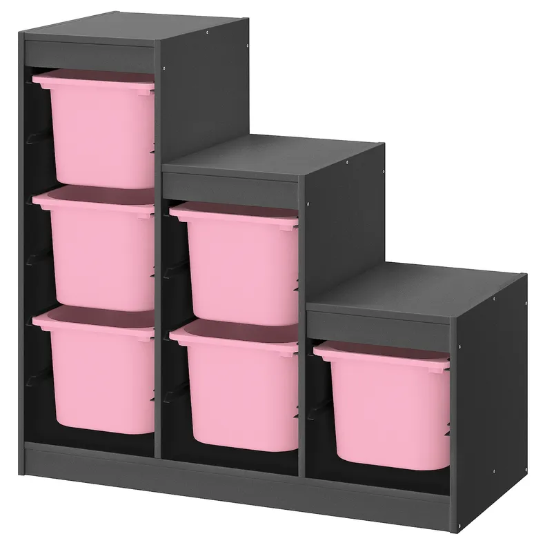 IKEA TROFAST ТРУФАСТ, шафа, сірий / рожевий, 99x44x94 см 295.268.65 фото №1
