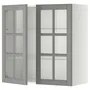 IKEA METOD МЕТОД, настінна шафа, полиці / 2 склх дверц, білий / сірий Бодбін, 80x80 см 493.949.58 фото
