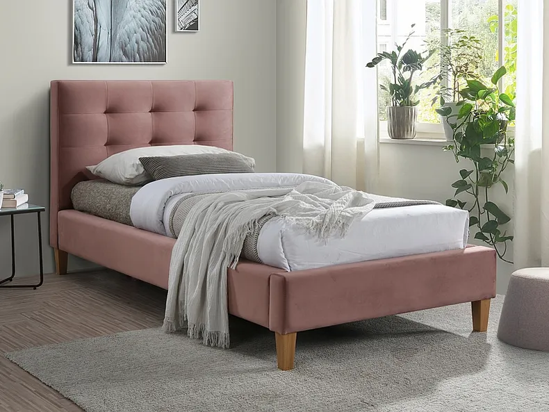 Кровать односпальная SIGNAL TEXAS VELVET 90х200, Bluvel 52 - антикварный розовый фото №1