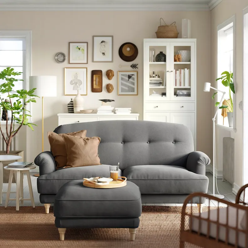 IKEA ESSEBODA ЕССЕБОДА, 2-місний диван, ТАЛЛЬМЮРА / класичний сірий береза 594.434.73 фото №2