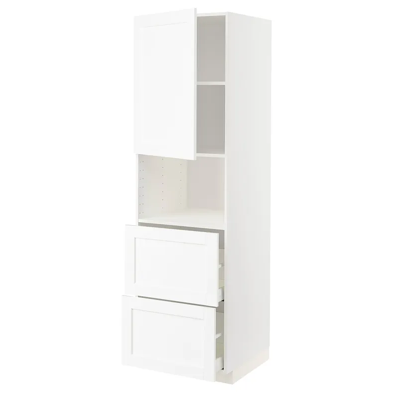 IKEA METOD МЕТОД / MAXIMERA МАКСІМЕРА, висока шафа для мікрох печі, 2 шухл, білий Енкопінг / білий імітація дерева, 60x60x200 см 794.735.86 фото №1