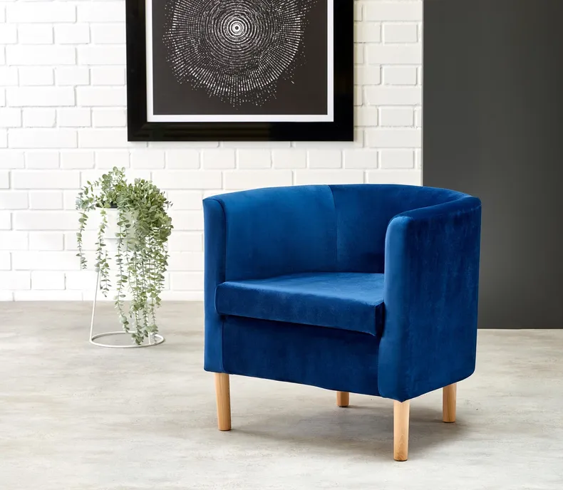 Крісло м'яке HALMAR CLUBBY 2 темно-синій/натуральний фото №2