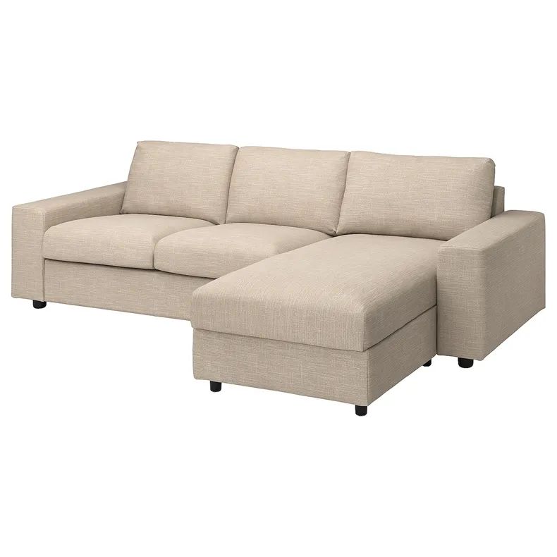 IKEA VIMLE ВИМЛЕ, 3-местный диван-кровать с козеткой, с широкими подлокотниками/Хилларед бежевый 095.621.28 фото №2