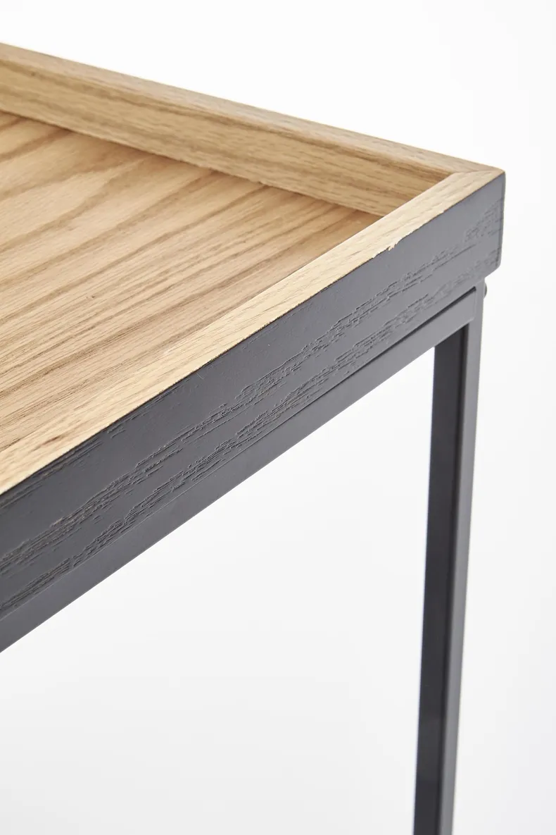 Журнальный столик деревянный HALMAR YAVA, 42x42 см, дуб натуральный/черный фото №6