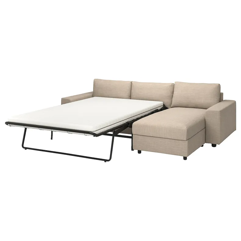 IKEA VIMLE ВИМЛЕ, 3-местный диван-кровать с козеткой, с широкими подлокотниками/Хилларед бежевый 095.621.28 фото №1