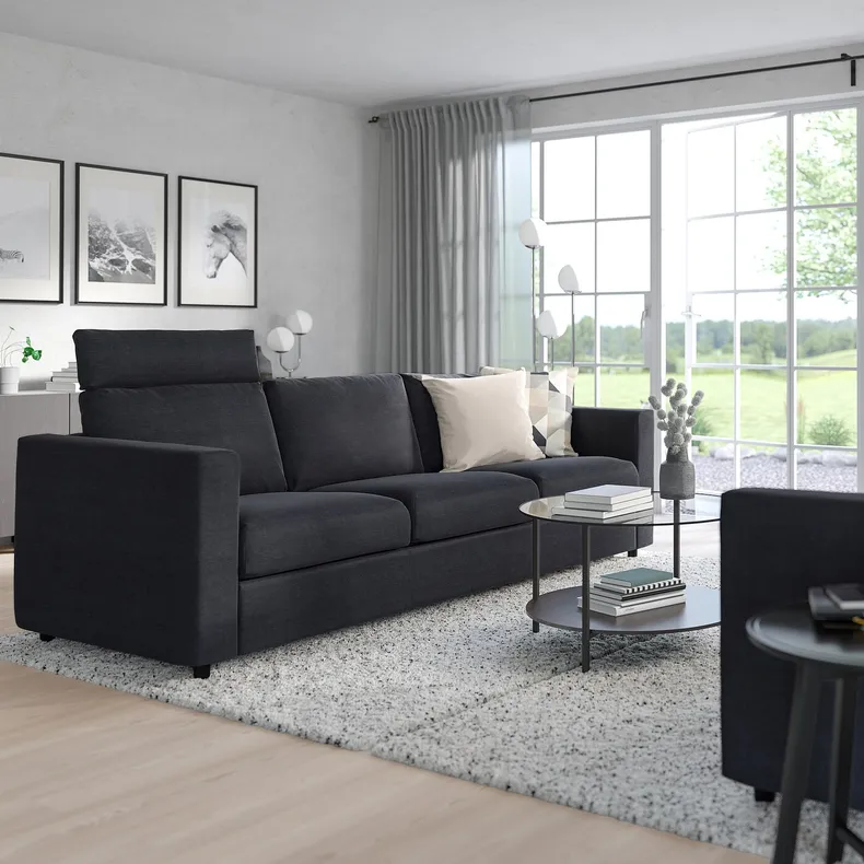 IKEA VIMLE ВІМЛЕ, 3-місний диван, з узголів'ям/САКСЕМАРА чорно-синій 893.990.58 фото №2